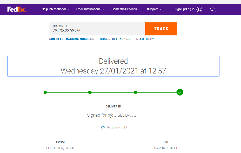 FedEx 4-day delivery from China to USA
